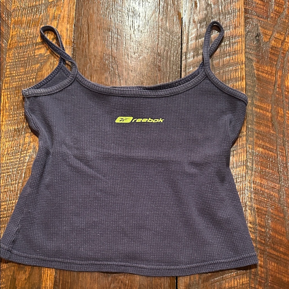 Reebok Women's Dark Navy Spaghetti Strap Camisole with Lime Logo